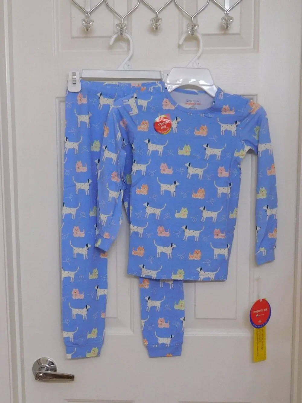 NWT 2pc Magnetic Me Blue Colorful Dog Print Top & Pants Pajamas sz 6